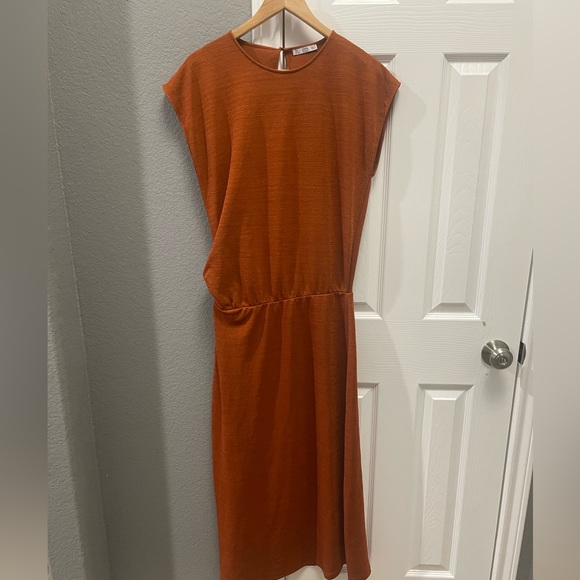 Zara Dresses Zara Burnt Orange Midi Dress Large Poshmark